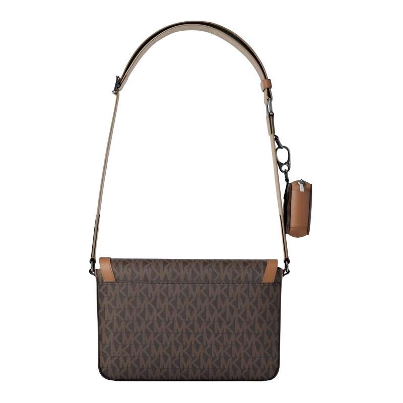 MICHAEL KORS Hudson Logo Adjustable Strap Coated Canvas Crossbody Bag Mini Men's Brown