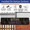 2D Flat 4Pair/Set Witch's Garden Rules Vintage Aluminium Decorative Sign, Gothic Black Cat Magic Potion Crystal Aluminum Plaque, Halloween