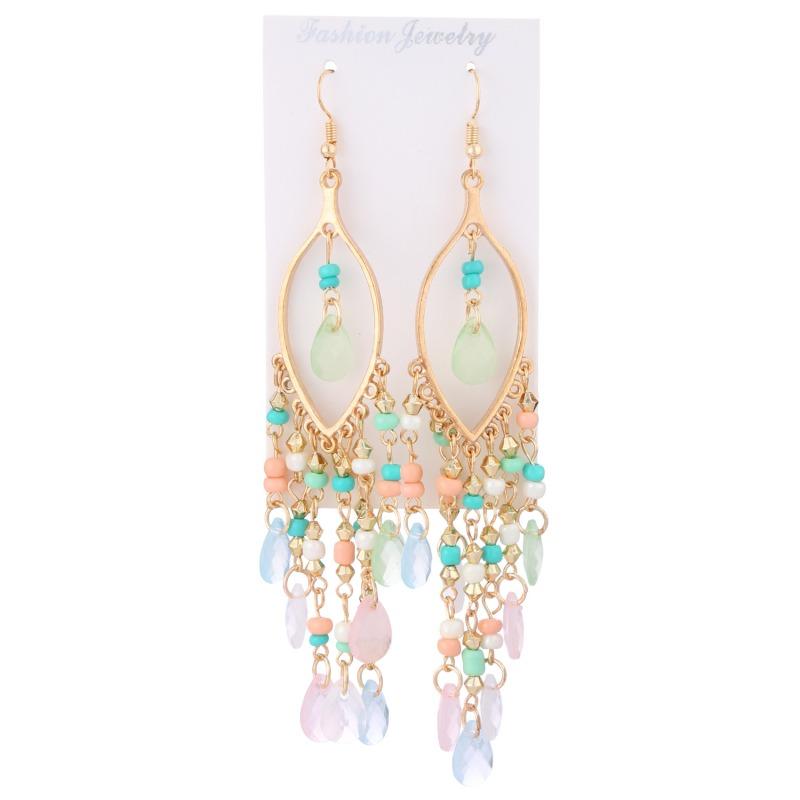Boho Style Beaded Tassel Earrings Exquisite All-Match Lady Earrings Fashion Elegant Earring