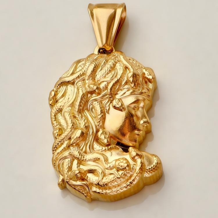 18K Gold Stainless Steel DIY Unisex Necklace Jewelry Amulet Medallion Portrait Coin Peach Heart Angel Jesus Charm Pendant Gift
