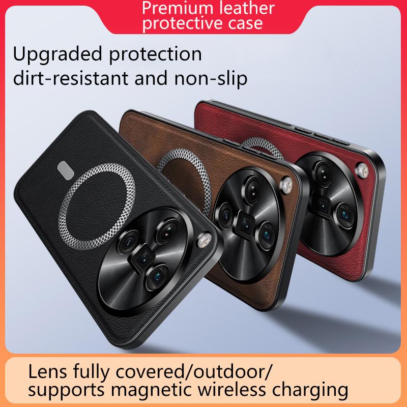 For Oppo Find X7 Ultra Case Magnetic Elegant Leather Wear-Resistant Lens Fully Covered Non-Slip Grip Edge Cover Shell