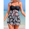 2025 Короткое платье танкини с шортами купальник женский купальник женский мягкий принт купальный костюм для плавания пляжная одежда лето