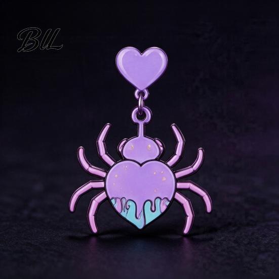 Niche Dark Style Earrings 1 Pair Halloween Theme Acrylic for Women, Gothic Pink Spider Cool Girl Fashion Jewelry Dangle Drop Earrings, Spooky Holiday