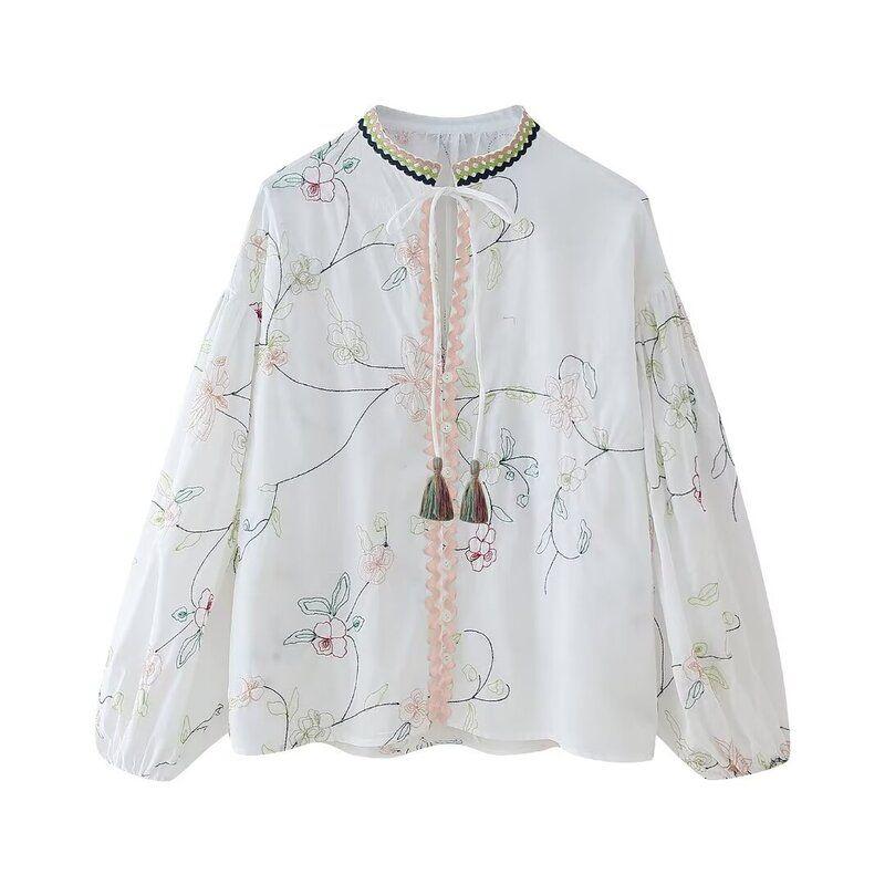 Fashion Style 2024 Summer New Arrival Women's Clothing Stylish Flower Embroider Shirt High Waist Skirt 5770037