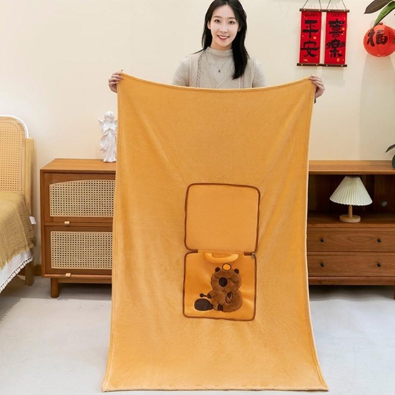 Capybaras Pillow Quilts Double-use Cushions Spring and Summer Office Naping Pillow Gift Cushions Folding Air Conditioning