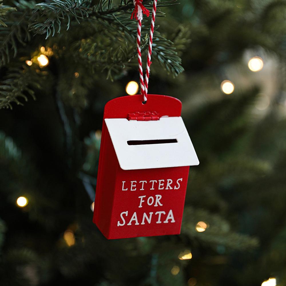 Cartoon Red Mailbox Hanging Ornament Elk Snowman Christmas Mailbox Decoration  Home Xmas Decor