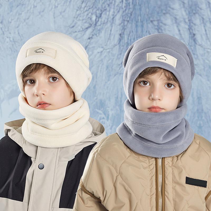 Комплект из 2 предметов: детская зимняя шапка, плюшевая подкладка, теплые уши, шея, детская шапка, шарф, костюм, детская шапка для девочек, мальчиков, аксессуары 8-15 лет