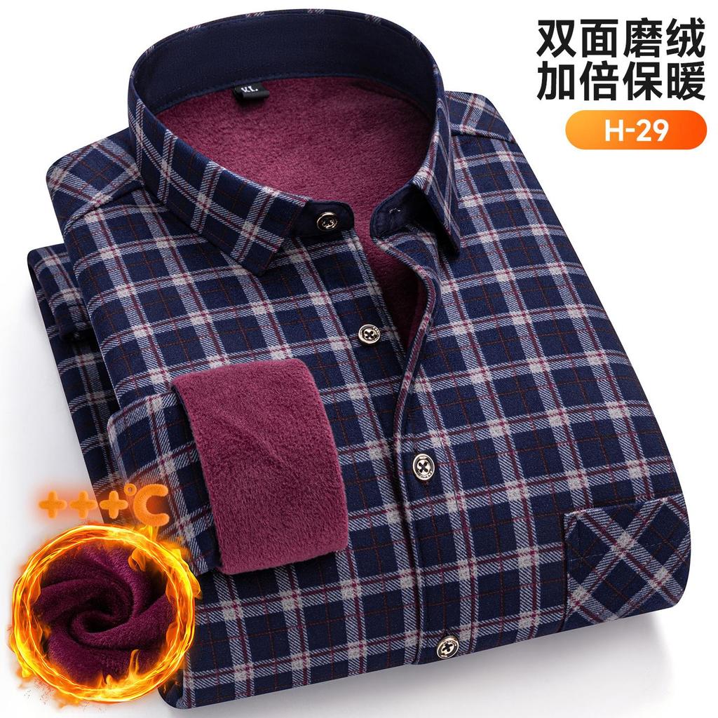 Новая мужская рубашка больших размеров 8XL 7XL 6XL, осенне-зимняя, флисовая, утолщенная, теплая, с длинным рукавом, в клетку, деловая, повседневная, приталенная, мужская одежда