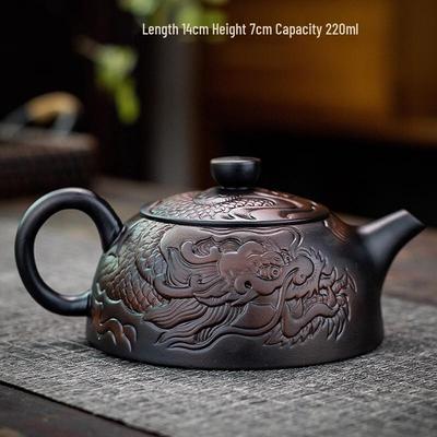 Ручной фиолетовый глиняный чайник Cha Xun с рельефом Дракона и Феникса
