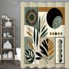 Modern Simple Leaf Sun Moon Phase Shower Curtain, Bathroom Decorative Shower Curtain, Waterproof Shower Curtain with Hooks