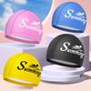 Swim Caps for Women Men Universal Large Size Long Hair Ear Protection Swimming Caps PU Waterproof Letter Printed Swimming Cap