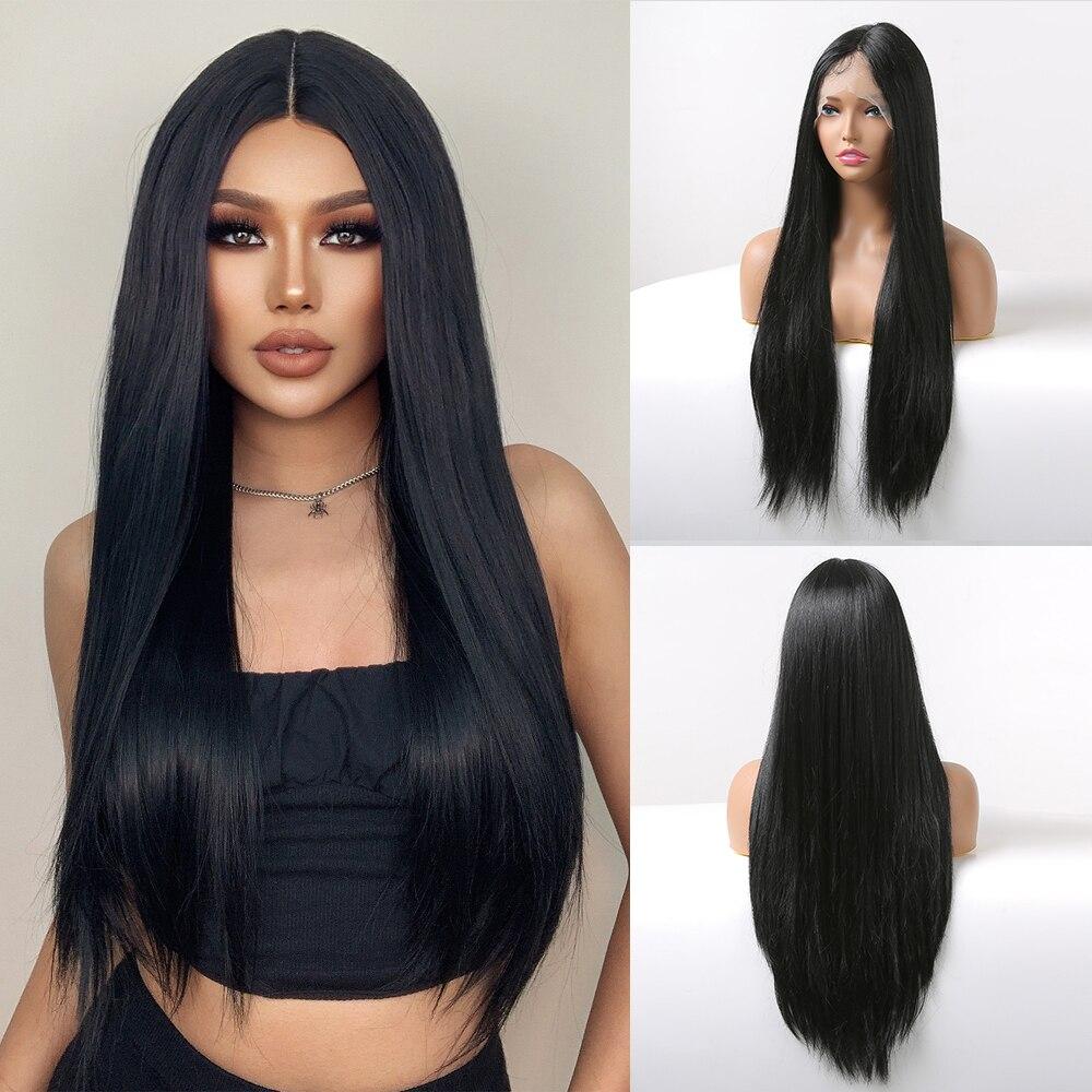 ALAN EATON Длинный светлый прямой парик на шнуровке для женщин, натуральные волосы высокой плотности, для ежедневного использования, синтетические парики, термостойкие