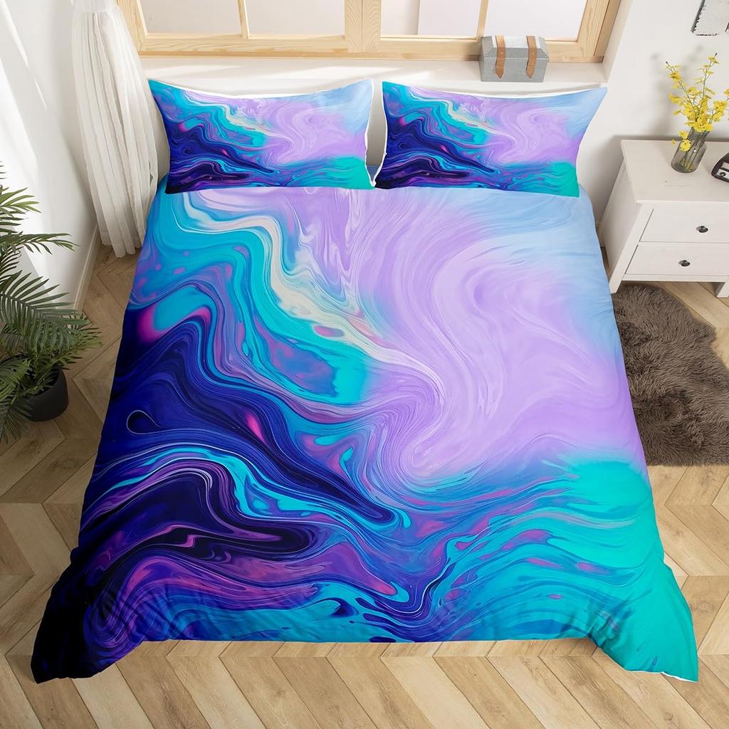 Chic Marble Duvet Cover Sets For Teens Kids Queen Lightweight Quilt Covers Bedroom Decor Abstract Art Bedspread Covers No Quilt