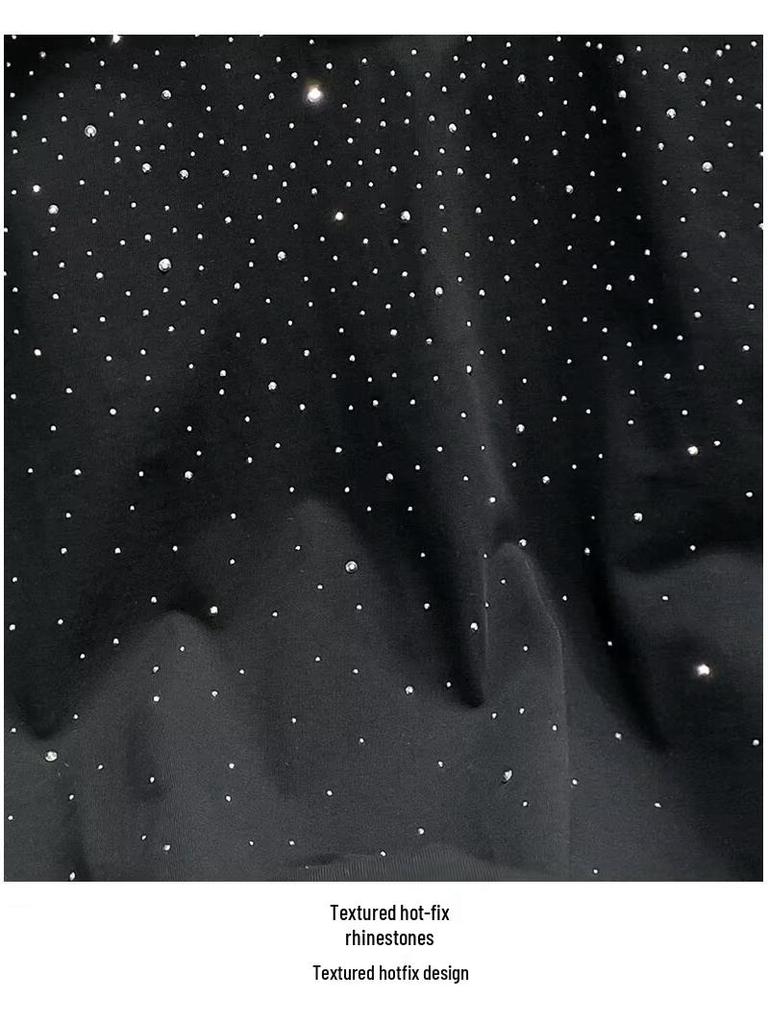 Men's Stylish Round Neck Rhinestone T-Shirt with Short Sleeves