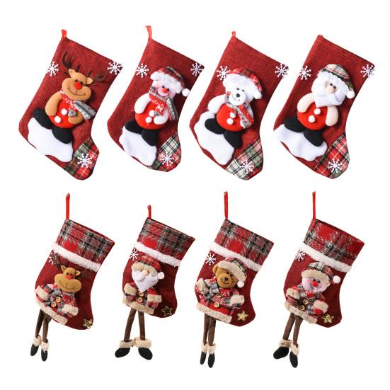 Christmas Stockings Large Plush 3D Santa Snowman Reindeer Bear Hanging Stockings for Mantel Tree Fireplace Holiday Party Decor