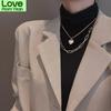 Металлическое ожерелье Ins Cold Wind Hip - Hop свитер цепь Love подвеска ожерелье Длинное дикое двухслойное ожерелье с аксессуарами
