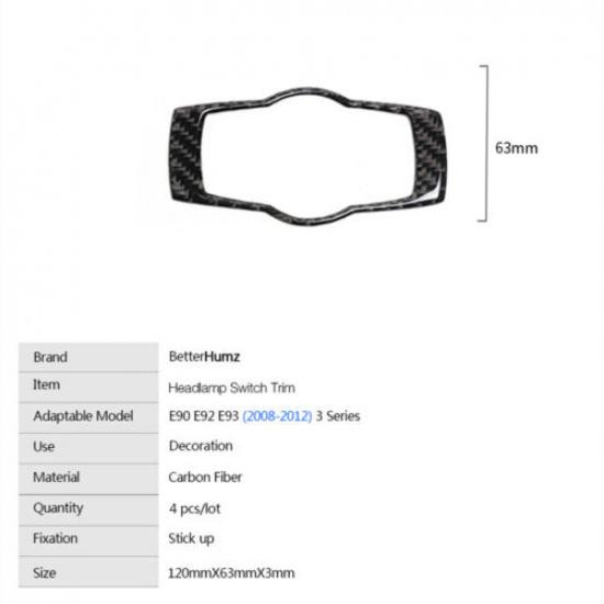 For BMW E90 E92 3 Series Carbon Fiber Car Headlight Switch Decoration Sticker