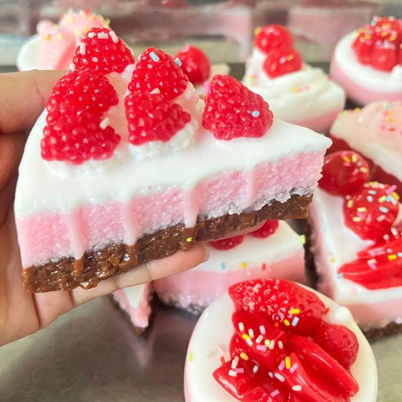 Soft Food Shaped Squeeze Toy Cute Strawberry Mousse Cake Design Stress Relief  Toy for Desk Decor Relaxation Use