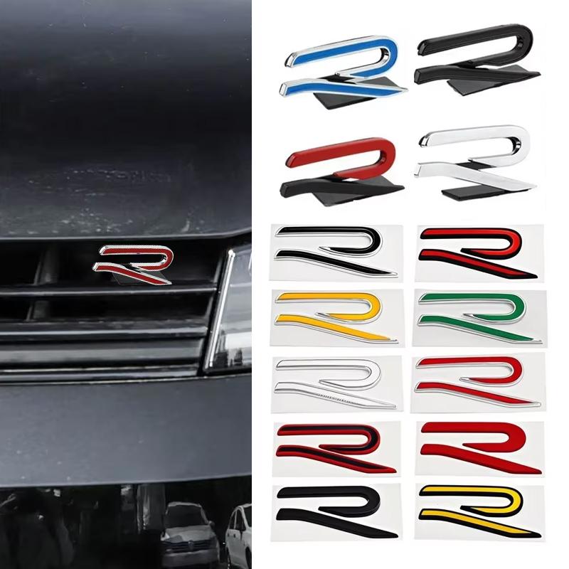 ear1 Metal for Volkswagen VW R Emblem Tiguan Bora GOLF POLO PASSAT CC T-CROSS Touran Jetta Arteon MK6 Car Grille Emblem Modification