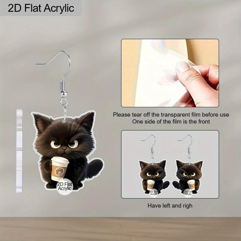 2D Flat Cute Acrylic Animal Earrings Funny Cartoon Animal Charm Earrings Halloween Mug Cat Earrings Women Creative Jewelry Gifts
