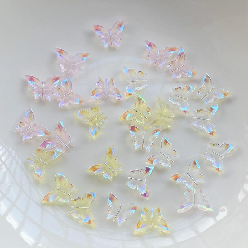 50 шт./лот AB цвет кристалл бабочка смола плоская задняя часть аксессуары для ногтей украшения для дизайна ногтей аксессуары с ювелирными изделиями «сделай сам»