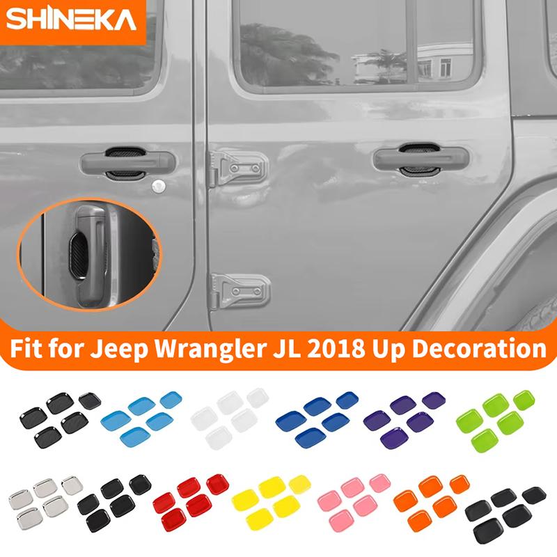 SHINEKA Car Door Bowl Decoration Cover Stickers for Jeep Wrangler JL 2018 2019 2020 2021 2022 2023 2024 Up Exterior Accessories