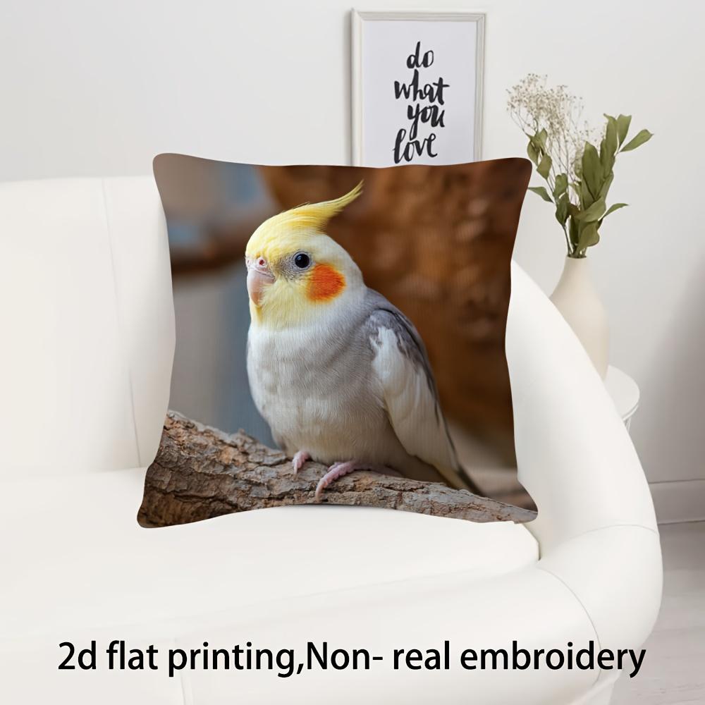 1pc Cute Parrot Pattern Pillowcase, Soft and Comfortable Polyester Short Plush Fabric, Single-Sided Print, Pillow Insert Not Included, 44.96*44.96 cm,