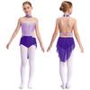 Kids Girls Lyrical Dance Performance Costume Sleeveless Rhinestone Ballet Gymnastic Leotard Figure Skating Competition Dancewear