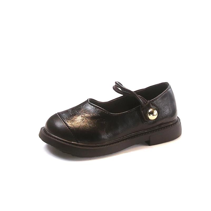 2024 Детские кожаные туфли для девочек, осенние, новые, модные, корейский стиль, мягкая подошва, нескользящие, повседневные, универсальные, принцесса, обувь