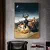 Witches Sabbath Vintage Poster Antique Painting Wall Art Picture Devil Satan Horned Goat Canvas Print Decoration