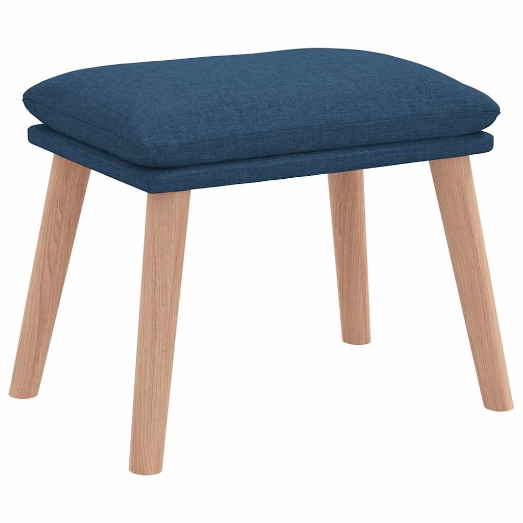 Blue Fabric Relaxation Armchair with Footstool