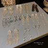Серьги-бантики из серебра 925 пробы: Изысканные длинные серьги-кисточки с бриллиантами для женщин - модный легкий роскошный стиль