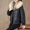 Down Jacket Women's Sheepskin Black Coat Winter Fur Short Puffer Parkas Outwear