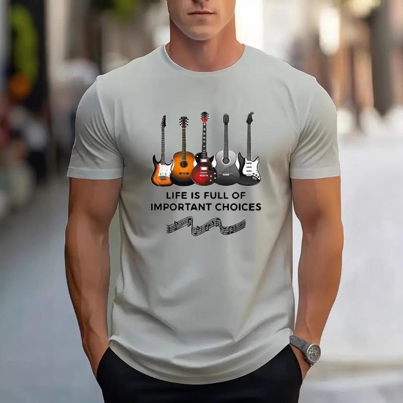 3D цифровая печать букв и музыки летний круглый вырез с короткими рукавами футболка мужской топ