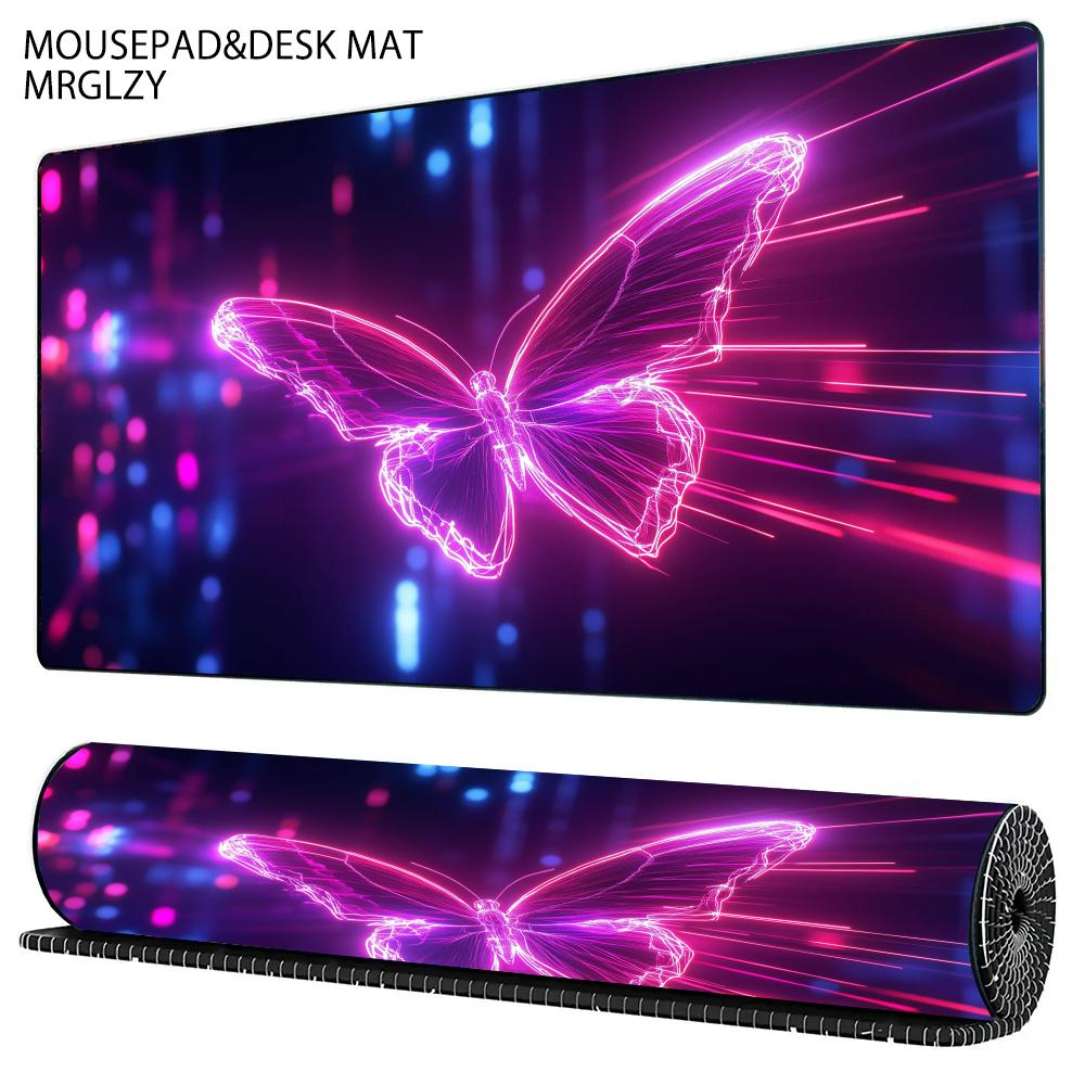Vibrant Butterfly Mouse Pad XXL Non-slip Locking Edge DeskMat PC Laptop Accessories Rubber Office Keyboard Mat Large Game Carpet