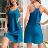 Women Nightdress Ice Silk Satin V Neck Backless Sleeveless Off Shoulder Loose Soft Smooth Bathing