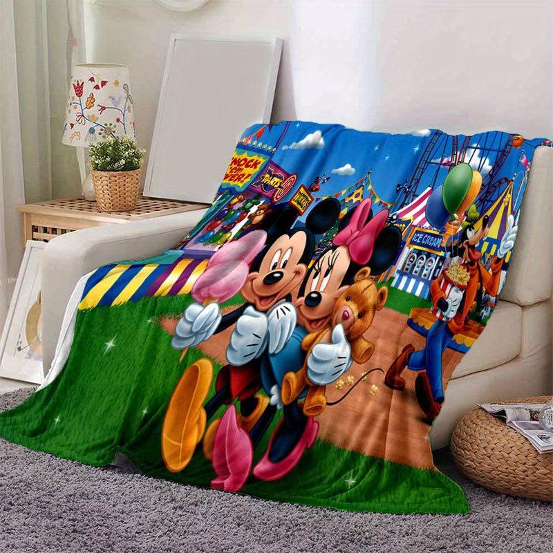 1pc Mickey Mouse and Minnie Flannel Throw Blanket - Soft, Cozy, And Versatile For All Seasons - Perfect For Couch, Bed, Office, And Travel C