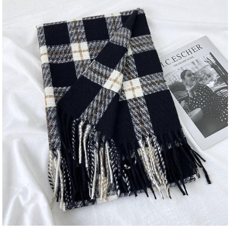 Women's Plaid Scarf - Windproof Warm Winter Scarf with Fringe Tassels Multi-Color Options for Casual & Formal Outfits