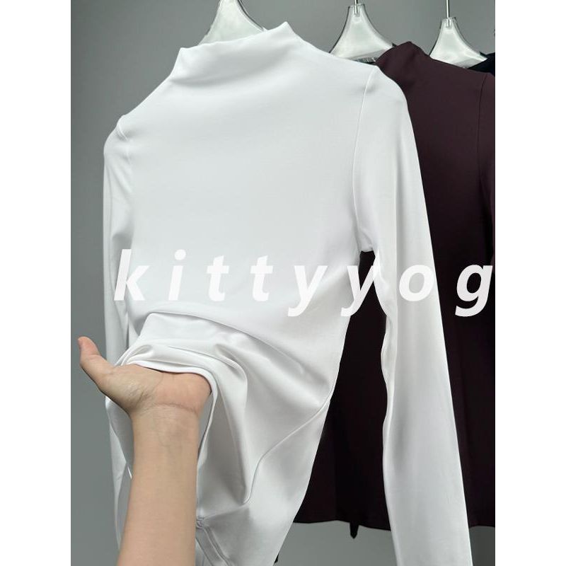 Fall and Winter New Stand Collar Long Sleeve Yoga Wear Skinny Slimming Training Cycling Workout Bottoming Inner Wear Blouse