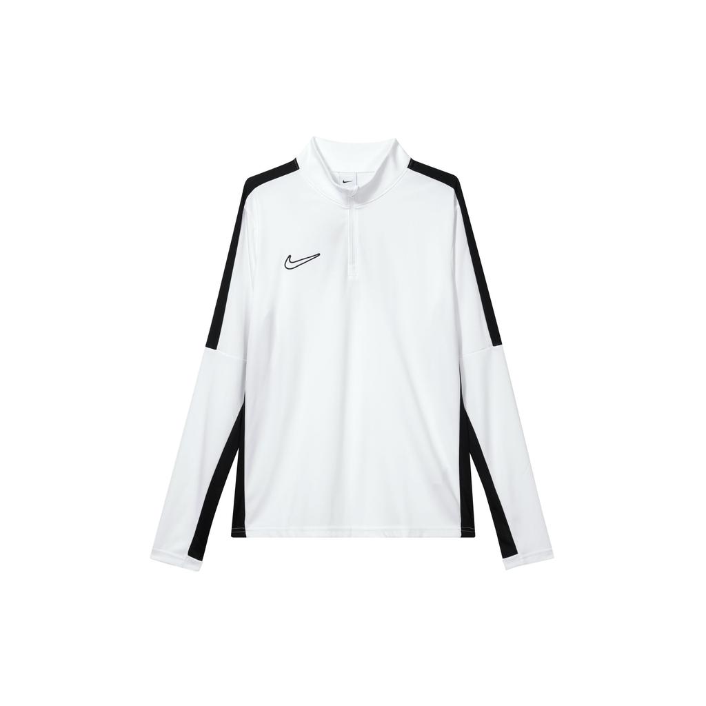 Nike Футболка мужская повседневная тренировочная с длинным рукавом и цветным принтом, воротником-стойкой, молнией до половины длины, белая DR1353-100