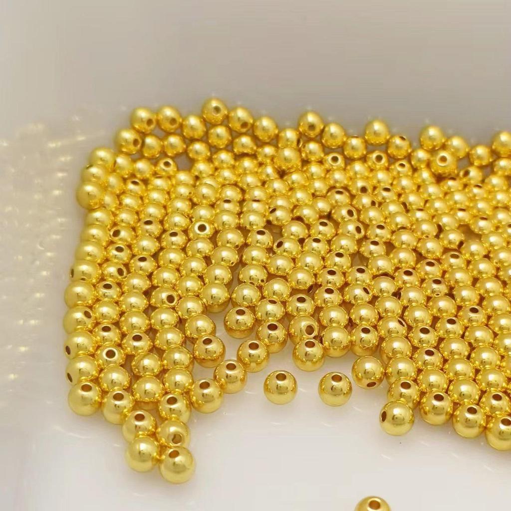 14k Gold-Plated Color-Preserving Small Beads: Polished Spacer Beads for DIY Handmade Jewelry Accessories