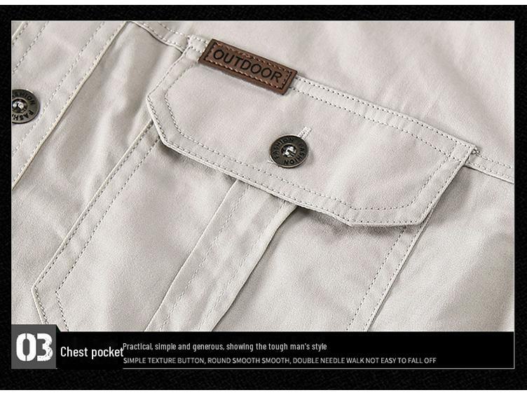 Мужская хлопковая рубашка с длинным рукавом: 2024 Весна и Осень Повседневная Свободная Куртка Для Работы На Открытом Воздухе