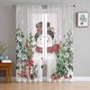 Christmas Tree Snowflakes Robin Snowman Gray Sheer Curtains Living Room Decoration Window Curtains Kitchen Tulle Voile Curtains