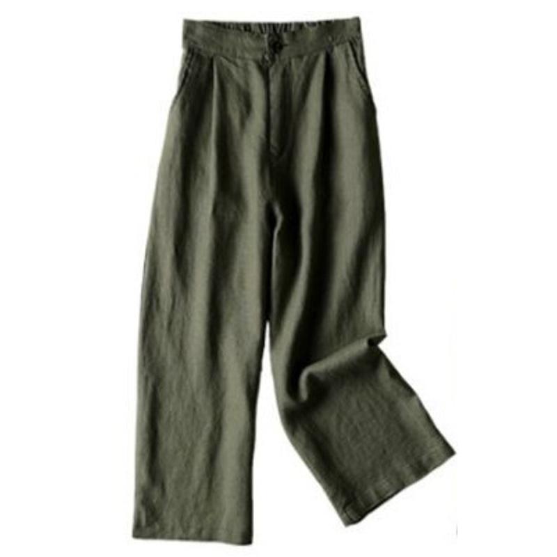 Summer New Solid Casual Wide Leg Pants for Women Fashion Cotton and Linen Loose Pants Woman High Waist Elegant Simple Women Trousers 24711