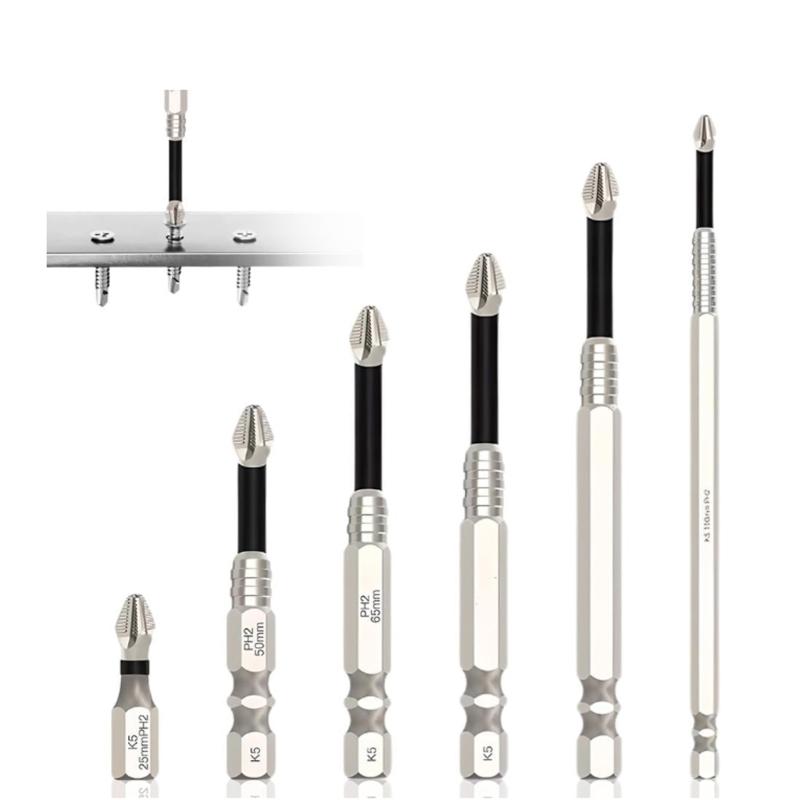 Сверхпрочный набор магнитных насадок для отвертки и дрели, 6 шт., противоскользящая конструкция, подходит для электрической, ручной и ударной дрели-шуруповерта