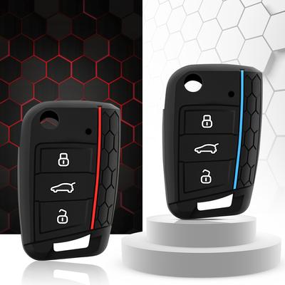 Силиконовый чехол для выкидного ключа с 3 кнопками, подходит для VW GOLF 7 MK7 SKODA SEAT 2014 2015 2016 FOB HULL OCTAVIA COMBI LEON IBIZA CUPTRA Case
