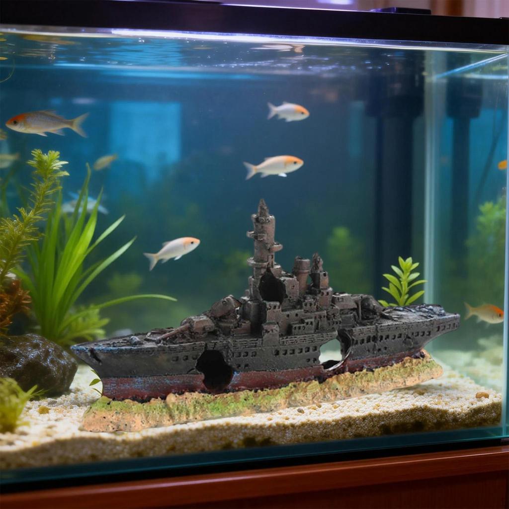 Aquarium Shipwreck Decoration Fish Tank Ornament Background Favors Micro Landscape Home Resin