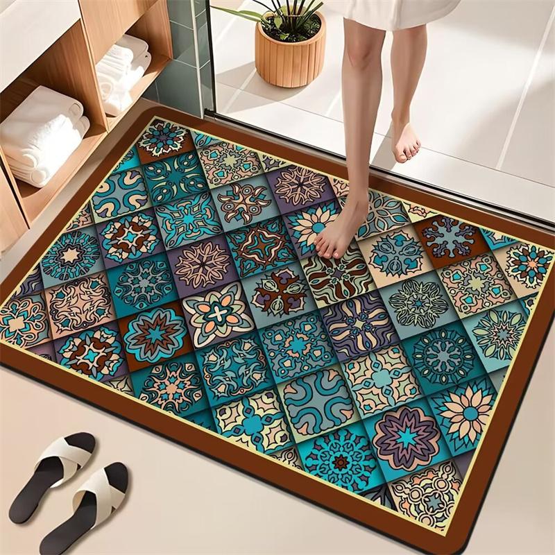 Diatomaceous Earth Bath Mat Super Absorbent Large Bathroom Floor Mats Non Slip Stain Resistant Kitchen Living Room Easy To Clean