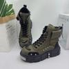 Мужские ботинки с высоким голенищем Универсальные белые Повседневные на толстой подошве Панк-стиль Рыцарские ботинки Нишевый тренд Мужские ботинки с заклепками Botas Hombre