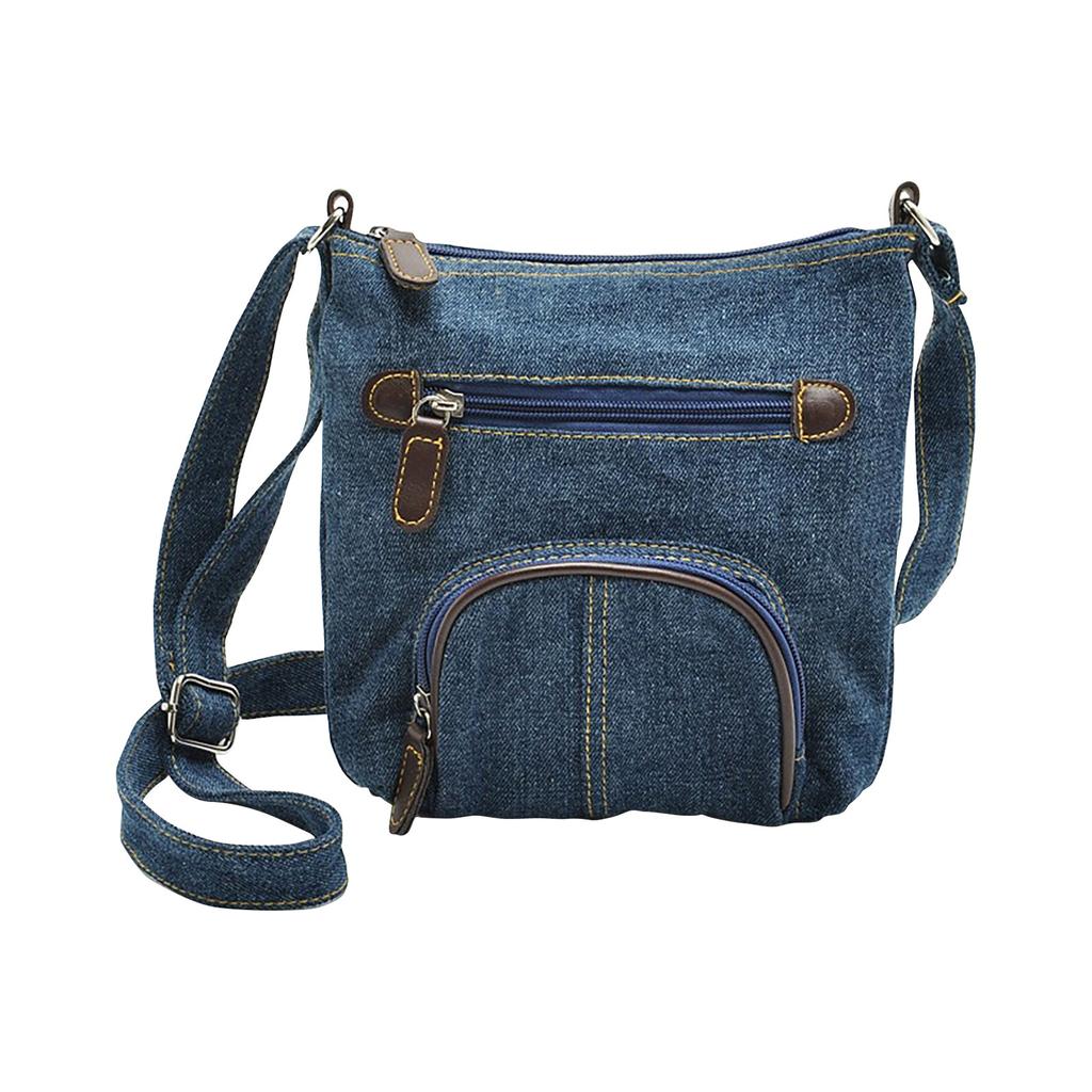Женская повседневная джинсовая сумка через плечо, регулируемая сумка через плечо с несколькими карманами
